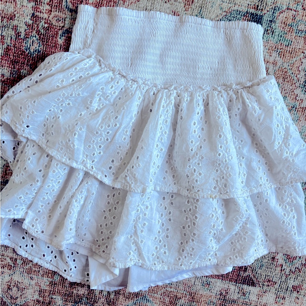 Hollister White Lace Tiered Mini Skirt